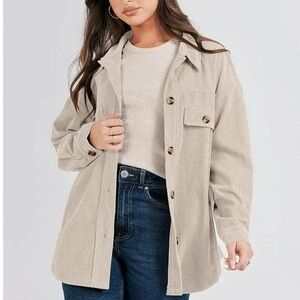 Cream corduroy button up shirt shacket 🐩